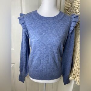NWT Ainsley Heather Blue Ruffle Sweatshirt